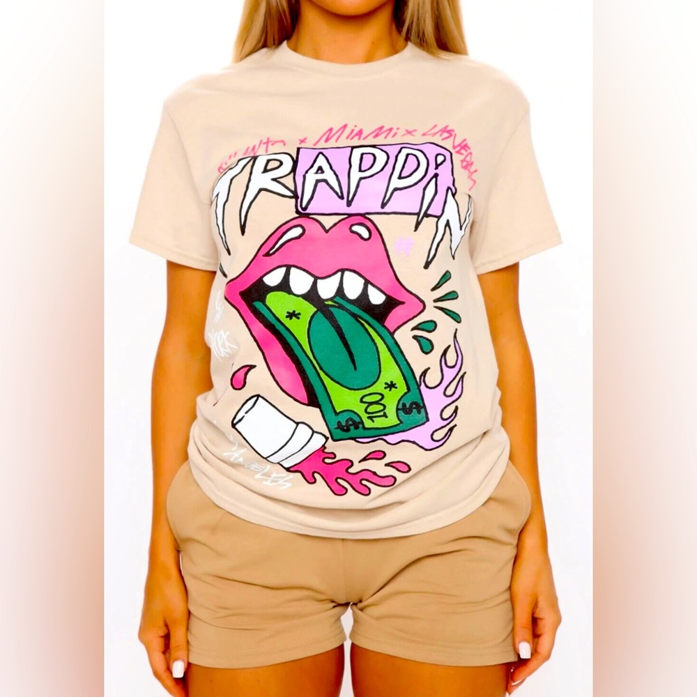 Fashion Nova Womens Trappin' Atlanta, Miami, Los Angeles Khaki Shirt